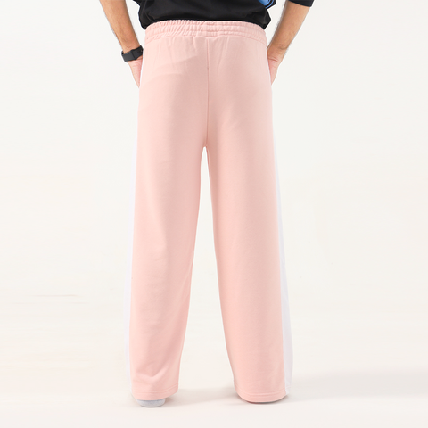 Pink Wide Leg Contrast Panel Unisex Trouser