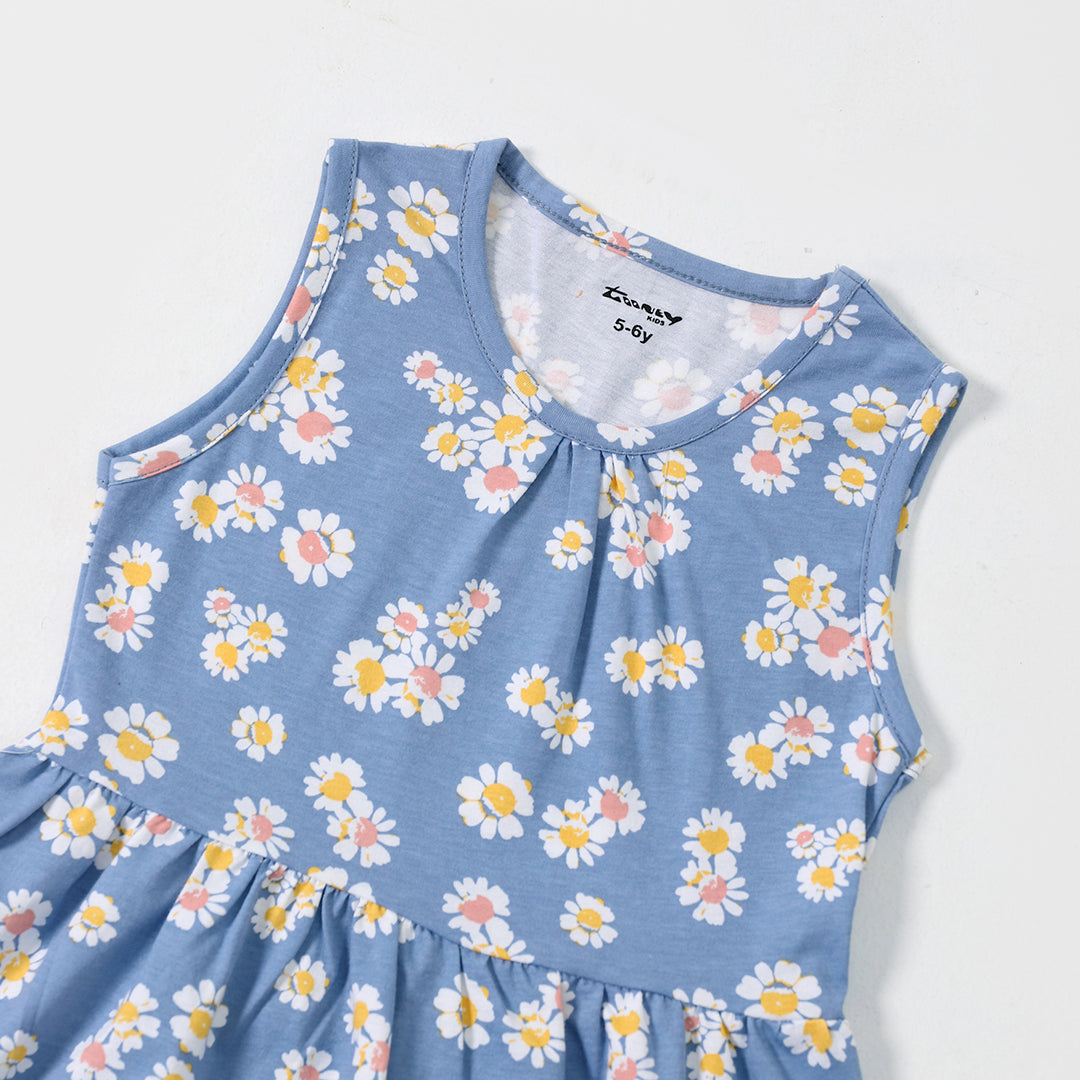 Girls Blue Floral Dress