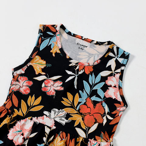 Girls Black Floral Dress