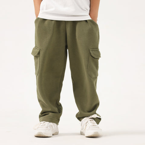 Olive Kids Wide Leg Cargo Trouser