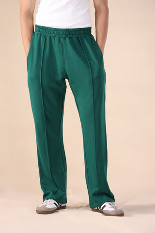 Green Essential Pleated Baggy Trousers