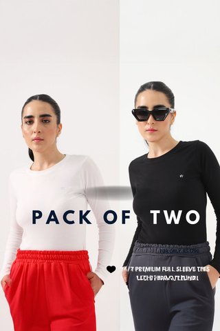 Pack of 2 - 24/7 Women's Full Sleeve - White & Black