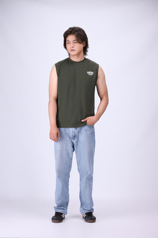 OLIVE RELAXED FIT TANK T-SHIRT