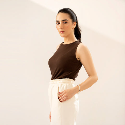 Brown Ribbed Tanktop