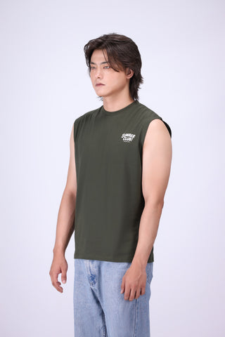OLIVE RELAXED FIT TANK T-SHIRT