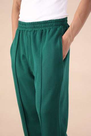 Green Essential Pleated Baggy Trousers