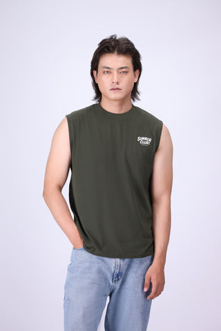 OLIVE RELAXED FIT TANK T-SHIRT