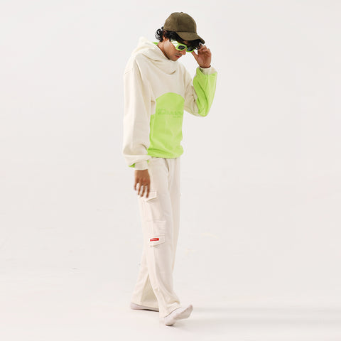 Neon Oversized Boxy Funnel Spliced Hoodie