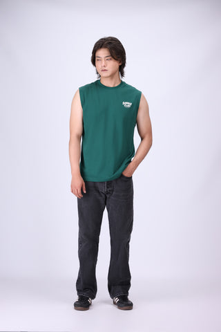 GREEN RELAXED FIT TANK T-SHIRT