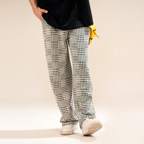 Houndstooth Wide Leg Trouser