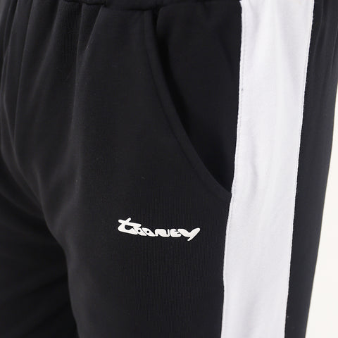 Black Wide Leg Contrast Panel Unisex Trouser