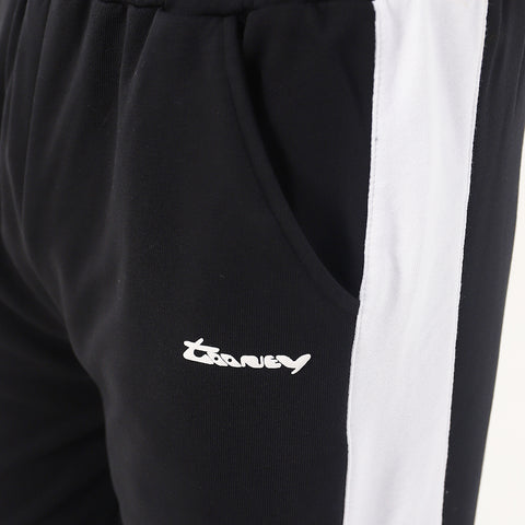 Black Wide Leg Contrast Panel Unisex Trouser