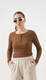 Earthy Brown Long Sleeve Ribbed Henley