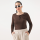 Earthy Brown Long Sleeve Ribbed Henley