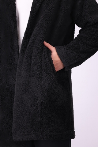 Plush Comfort Long Fur Unisex Coat - Black