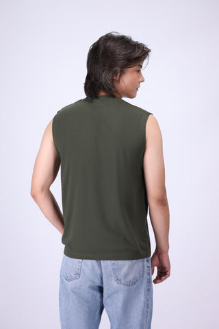 OLIVE RELAXED FIT TANK T-SHIRT
