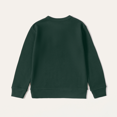 Green Waffle Knit Henley