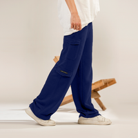 Midnight Blue Wide Leg Cargo Trouser