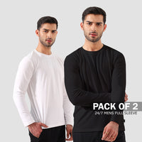 Pack of 2 - 24/7 Mens Full Sleeve - White & Black