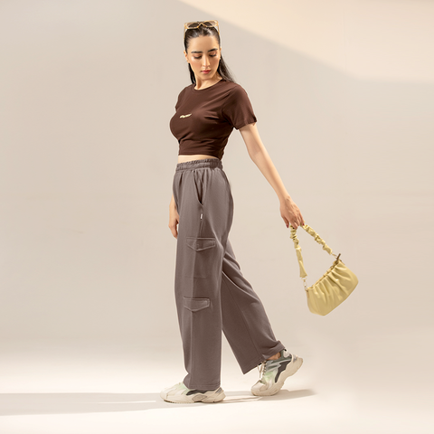 Java Brown Wide Leg Cargo Unisex Trouser
