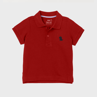 Kids Red Solid Polo