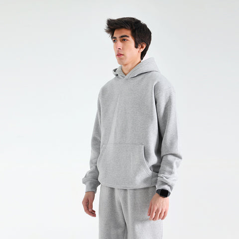 Grey Relax Fit Fleece Hoodie
