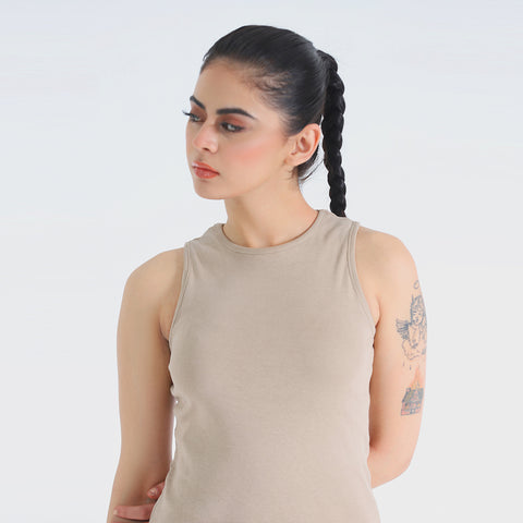 Khaki Ribbed Tanktop