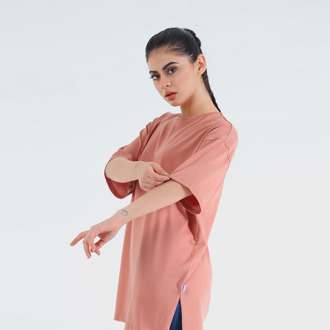 Modest Oversize Crew Neck Peach