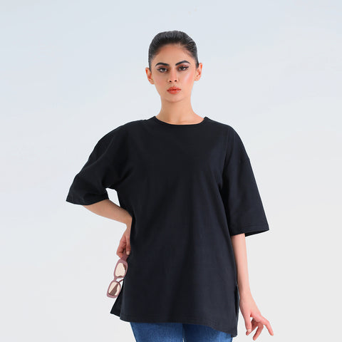 Modest Oversize Crew Neck Black