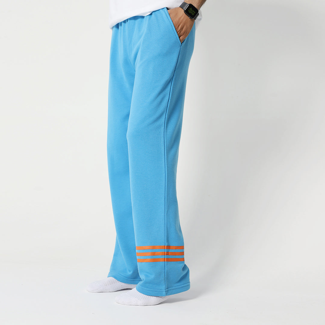 Blue Wide Leg  UnisexTrouser with Stripes