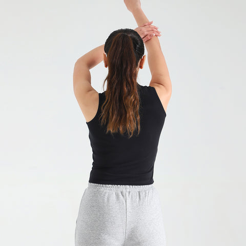 Black Ribbed Sleeveless Mock Neck Top