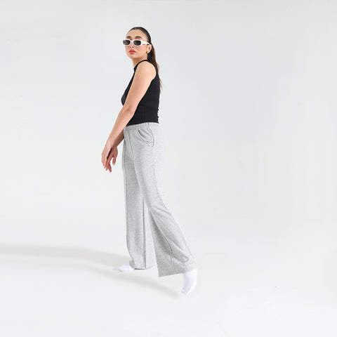 Seam Front Flare Trouser in Grey