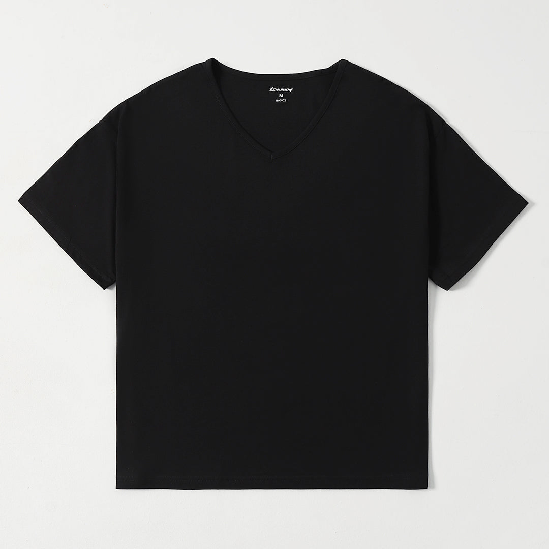 Black Loose Fit V-Neck