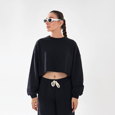 Seam Front Flare Trouser in Black