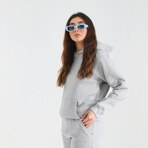 Grey Relax Fit Fleece Hoodie Unisex