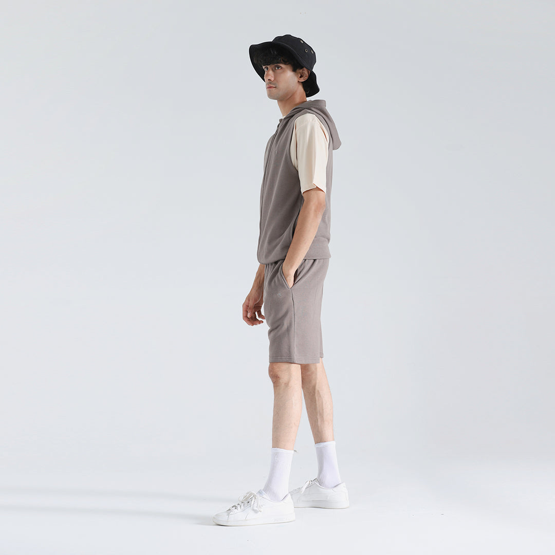 Brown Sleeveless Short Set