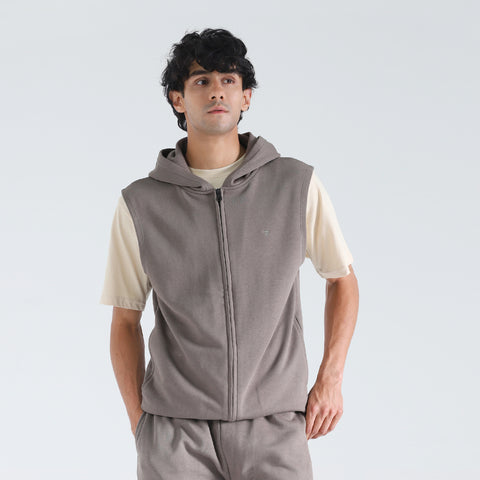 Brown Sleeveless Short Set