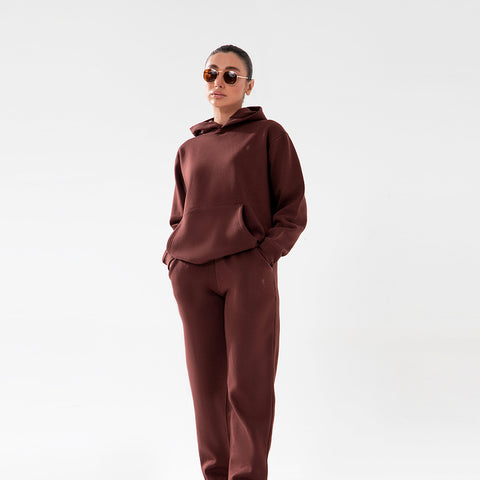 Brown Relax Fit Fleece Hoodie