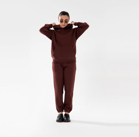 Brown Relax Fit Fleece Hoodie