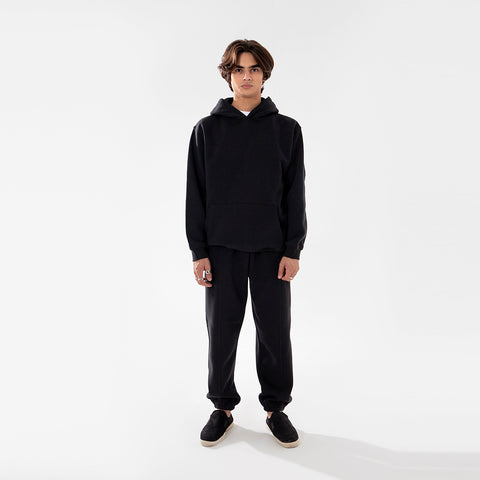 Black Relax Fit Fleece Hoodie