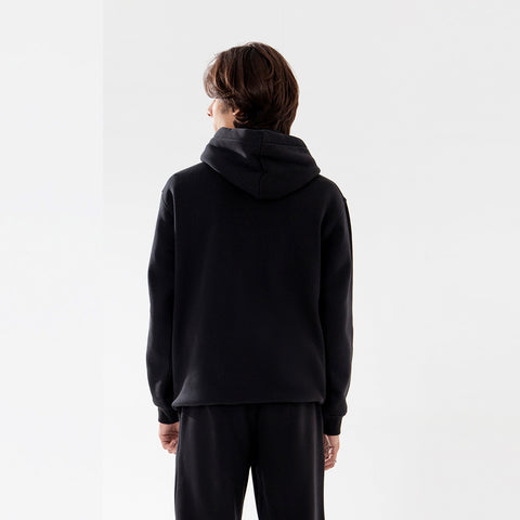 Black Relax Fit Fleece Hoodie