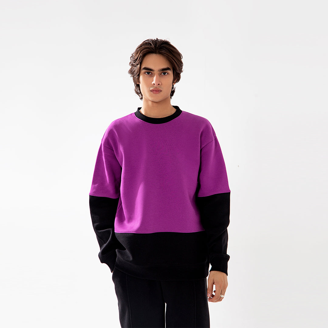Purple/Black Relax Fit Fleece Sweatshirt