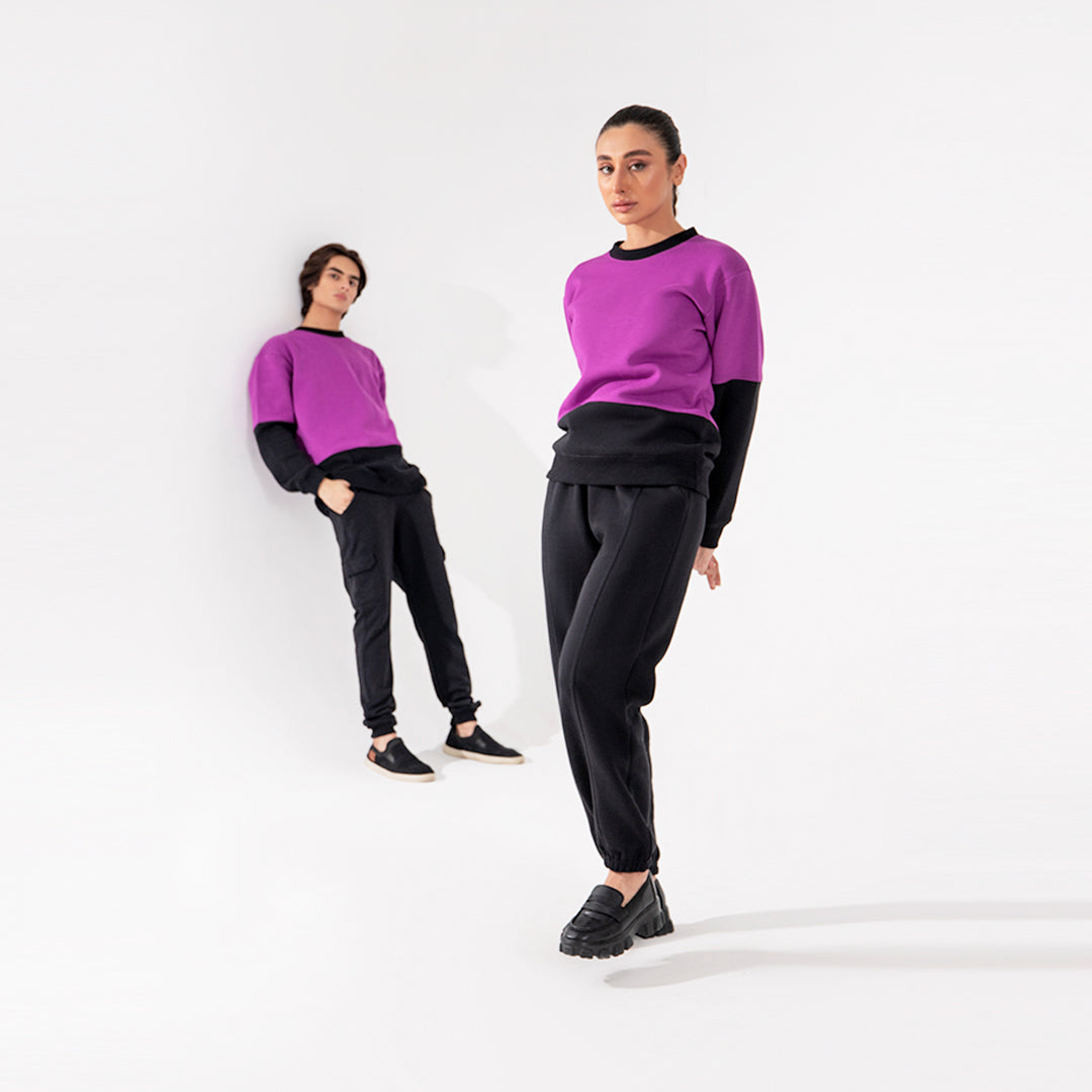Purple/Black Relax Fleece Sweatshirt